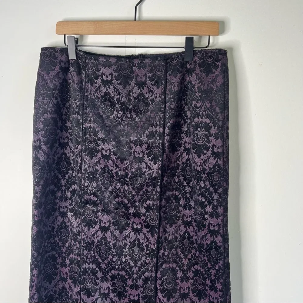 LIP SERVICE Vintage Black and Purple Velvet Lace Maxi Pencil Skirt Large LA USA